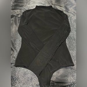 Black mock neck bodysuit
